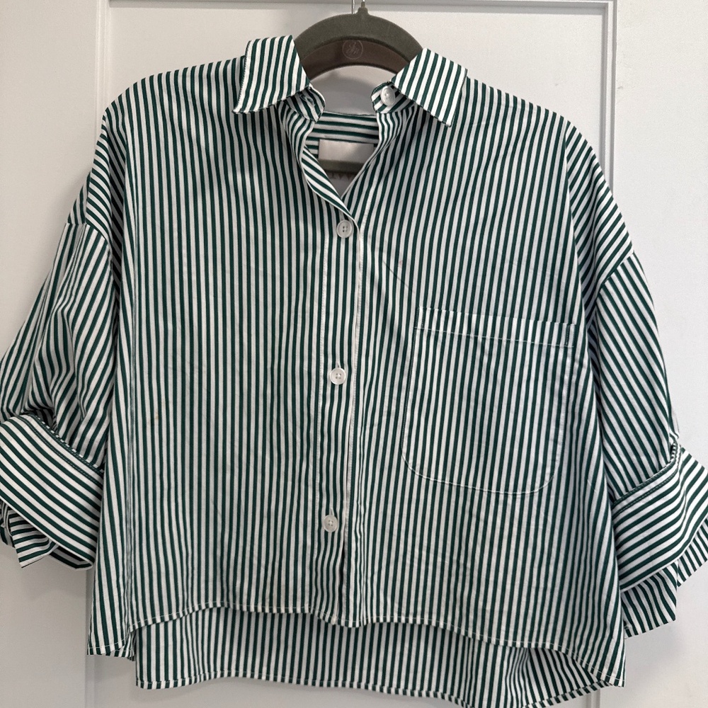 TWP green and white shirt